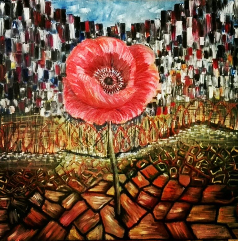 لوحة وردة أقحوان/رنده حاجي