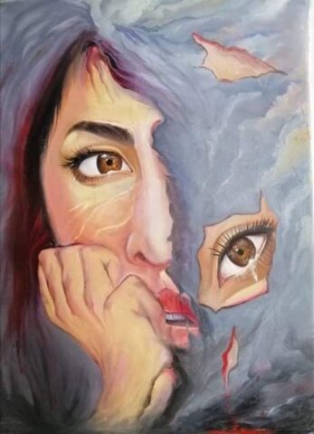 لوحة معبرة للفنانة التشكيلية زهراء الطائي 2 zehra al tahyi 7zaa لوحة معبرة للفنانة التشكيلية زهراء الطائي